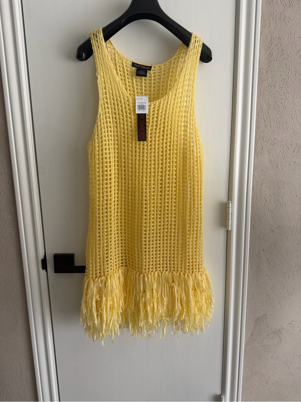 Yellow Crochet Fringe Tank Dress size Large summer dress